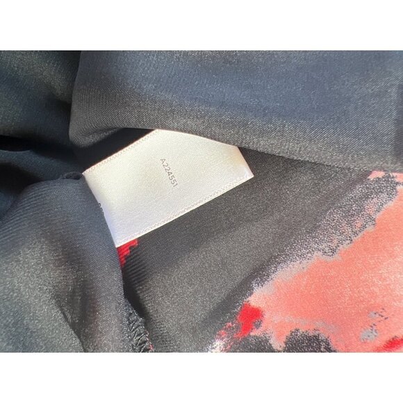 Susan Graver Size M Lined Maxi Dress Black Pink Abstract Floral Empire Waistband - Picture 13 of 14